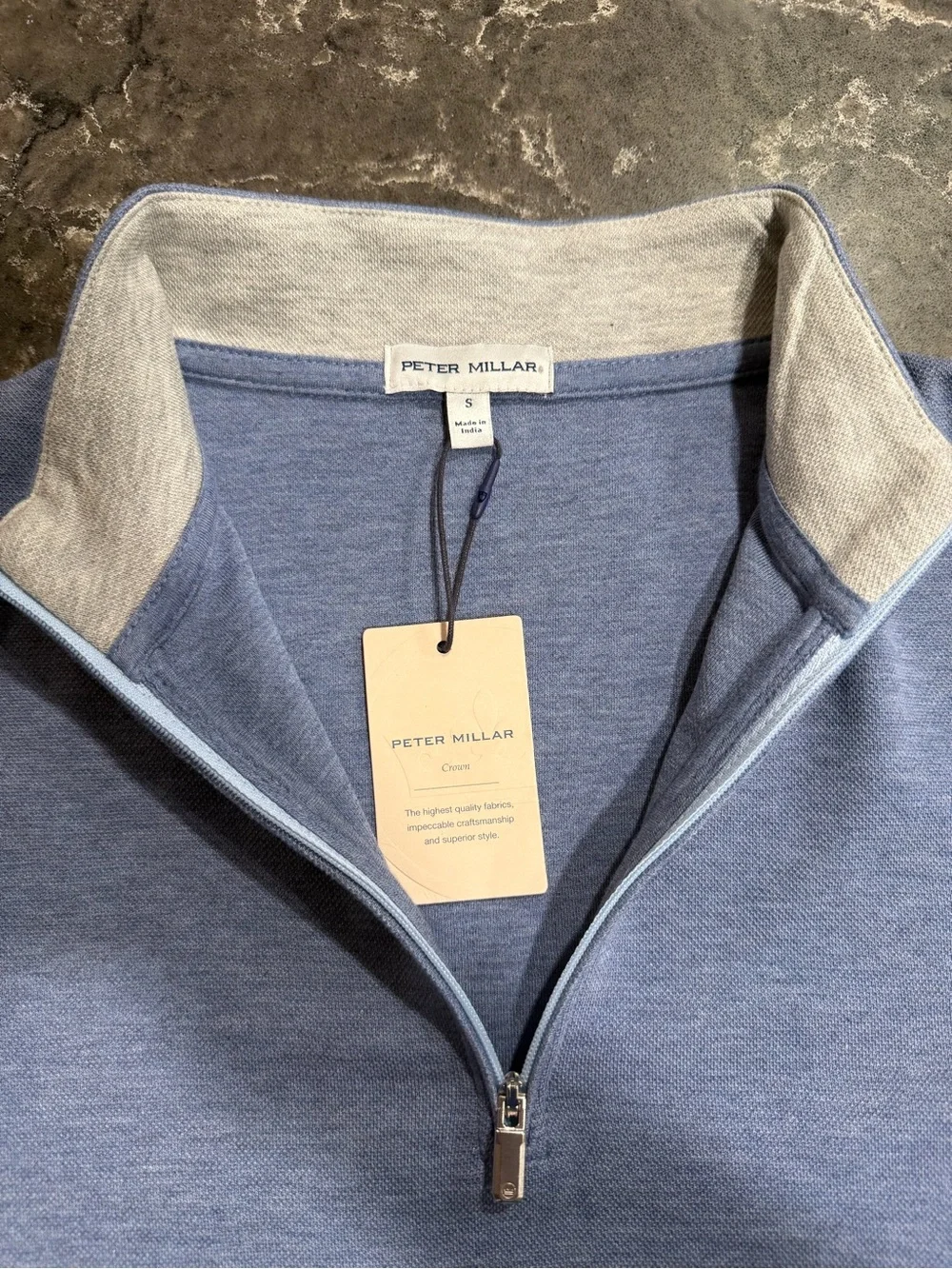 NWT Peter Millar Crown Men's Comfort Quarter-Zip-Blue Freesia (Small)